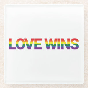 Modern, simple, colourful, vibrant design Love Win Glass Coaster