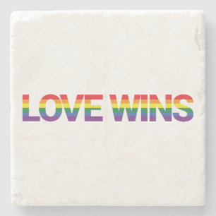 Modern, simple, colourful, vibrant design Love Win Stone Coaster