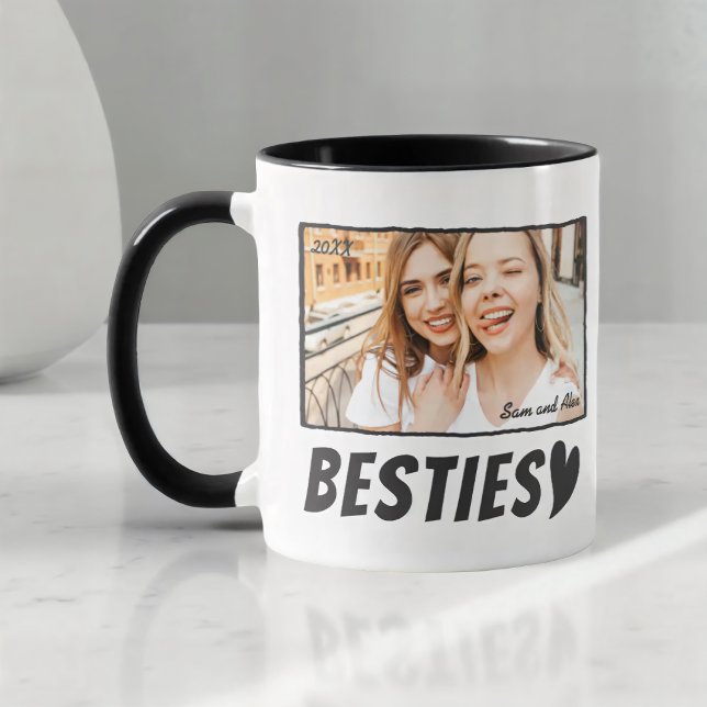 Modern Simple Comic Bestie Best Friends BFF Photo Mug (Creator Uploaded)