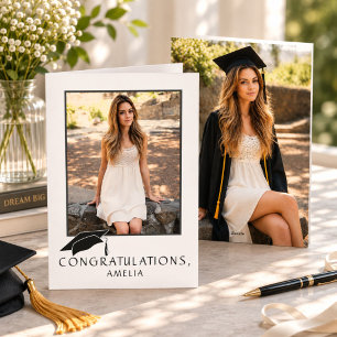 Modern Simple Congratulations Graduation 2 Photo Card