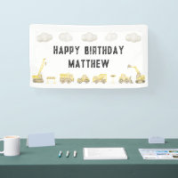Modern Simple Construction First Birthday Welcome