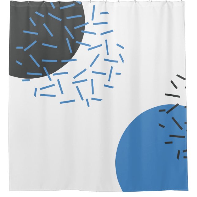 Modern, simple, cool, abstract, graphic pattern shower curtain (Front)