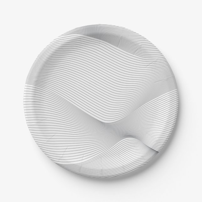 Modern, simple, cool, abstract motion wave pattern paper plate (Front)