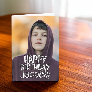 Modern Simple Cool Custom Photo Birthday Greeting Card