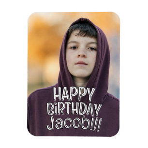 Modern Simple Cool Custom Photo Birthday Greeting Magnet