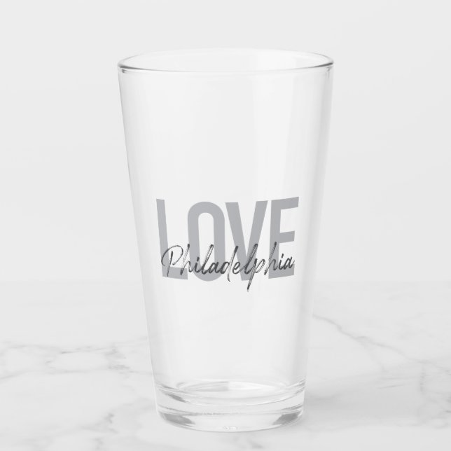 Modern, simple, cool, design Love Philadelphia Glass (Front)