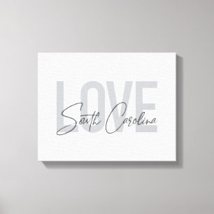 Modern, simple, cool design Love South Carolina Canvas Print