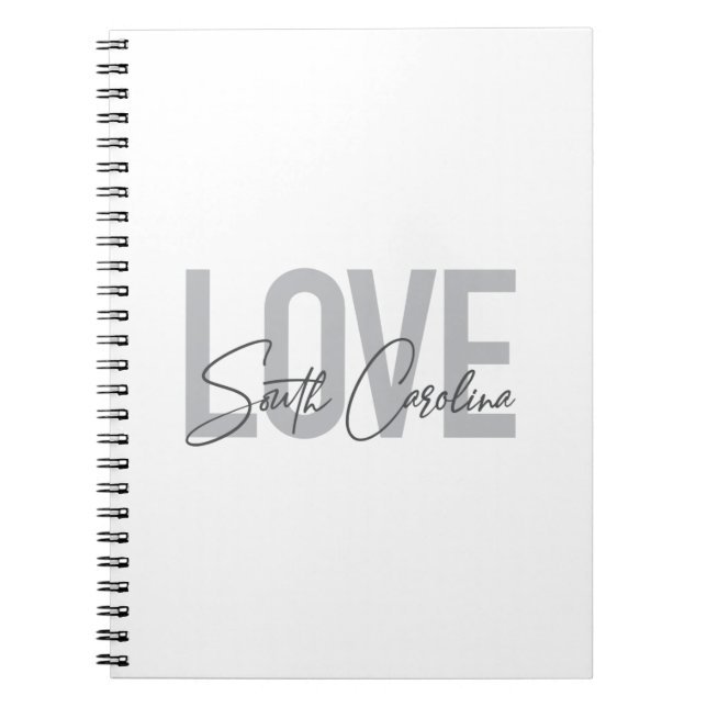 Modern, simple, cool design Love South Carolina Notebook (Front)