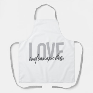 Modern, simple, cool design of Love Indianapolis Apron