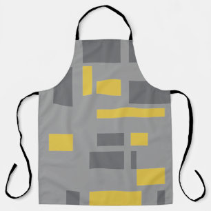 Modern, simple, cool geometric yellow gray pattern apron