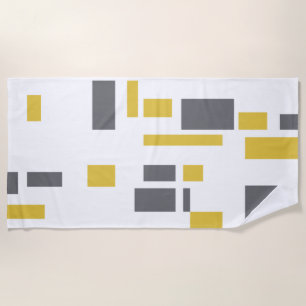 Modern, simple, cool geometric yellow gray pattern beach towel
