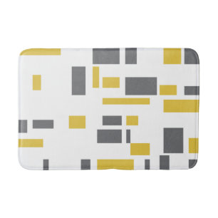 Modern, simple, cool geometric yellow grey pattern bath mat