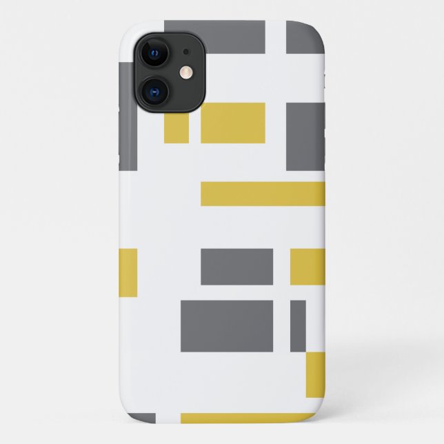 Modern, simple, cool geometric yellow grey pattern Case-Mate iPhone case (Back)