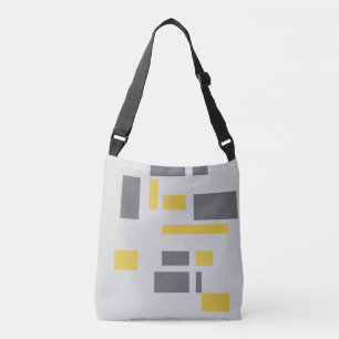 Modern, simple, cool geometric yellow grey pattern crossbody bag