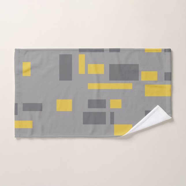 Modern, simple, cool geometric yellow grey pattern hand towel (Hand Towel)