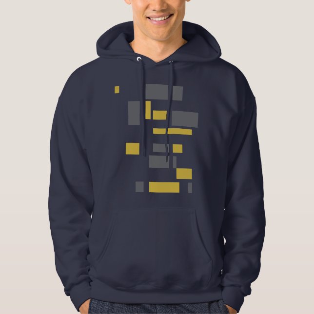 Modern, simple, cool geometric yellow grey pattern hoodie (Front)