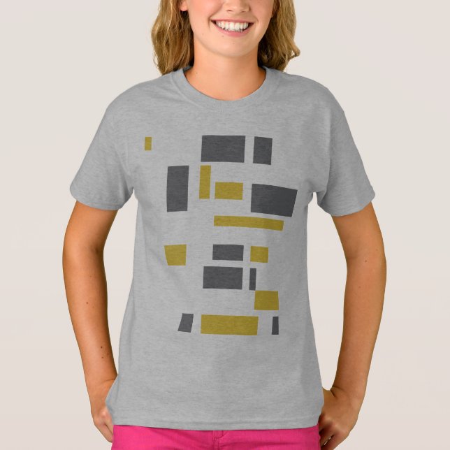Modern, simple, cool geometric yellow grey pattern T-Shirt (Front)