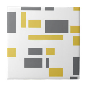 Modern, simple, cool geometric yellow grey pattern tile