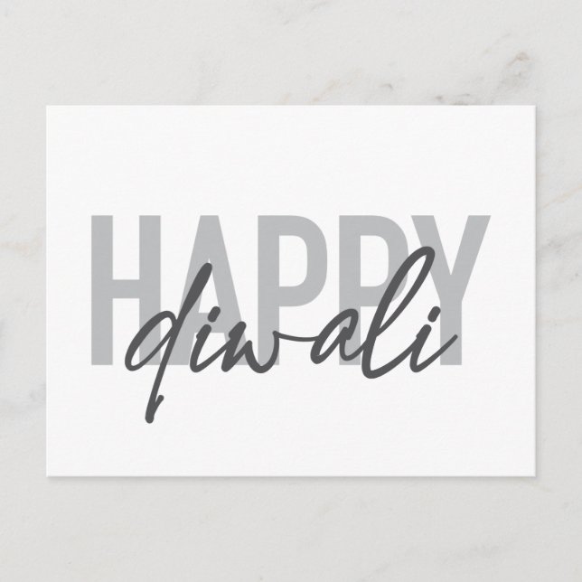 Modern, simple, cool typography Happy Diwali Postcard (Front)