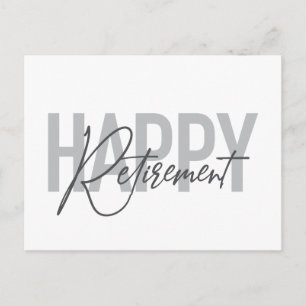 Modern, simple, cool typography Happy Retirement Postcard