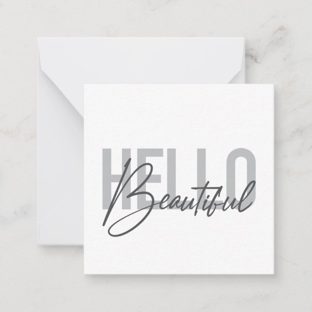 Modern, simple, cool typography Hello Beautiful Card (Front)