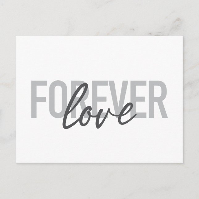 Modern, simple, cool typography of Forever Love Postcard (Front)