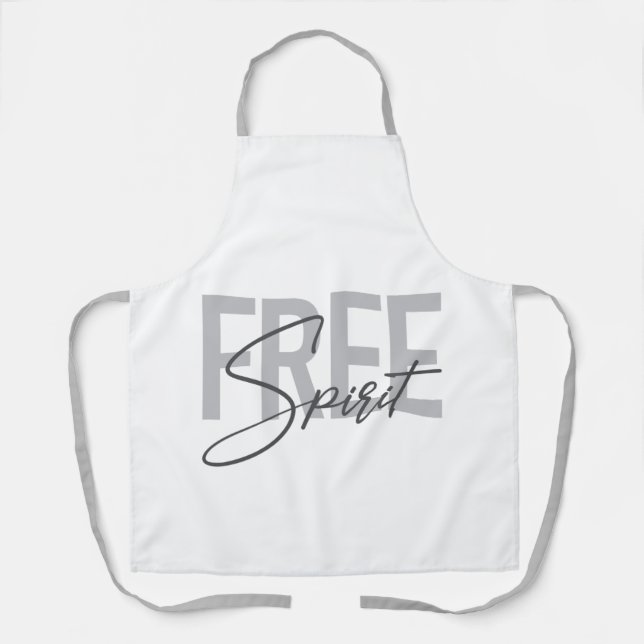 Modern, simple, cool typography of Free Spirit Apron (Front)