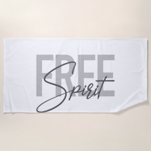 Modern, simple, cool typography of Free Spirit Beach Towel