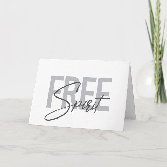 Modern, simple, cool typography of Free Spirit Card (Front)