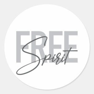 Modern, simple, cool typography of Free Spirit Classic Round Sticker