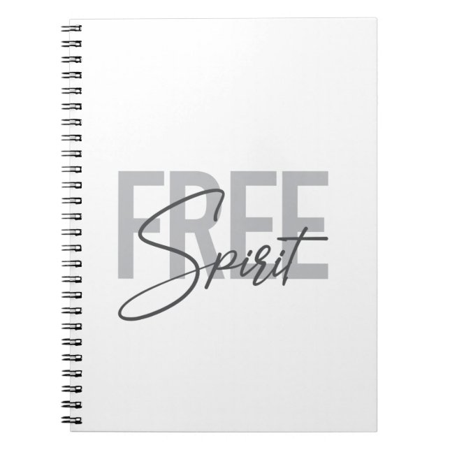 Modern, simple, cool typography of Free Spirit Notebook (Front)