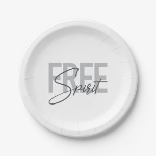 Modern, simple, cool typography of Free Spirit Paper Plate