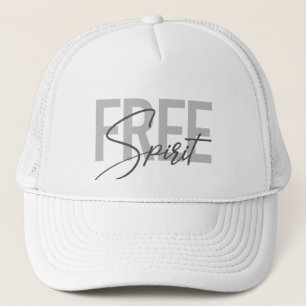 Modern, simple, cool typography of Free Spirit Trucker Hat