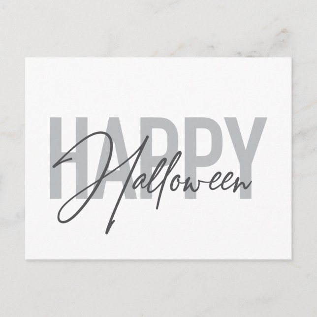 Modern, simple, cool typography of Happy Halloween Postcard (Front)
