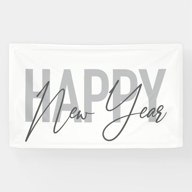 Modern, simple, cool typography of Happy New Year Banner (Horizontal)
