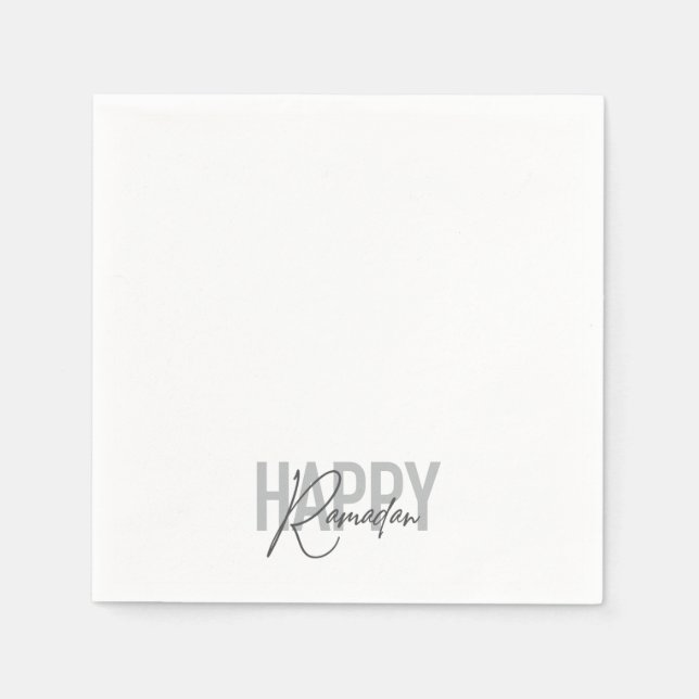 Modern, simple, cool typography of Happy Ramadan Napkin (Front)