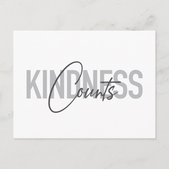 Modern, simple, cool typography of Kindness Counts Postcard (Front)