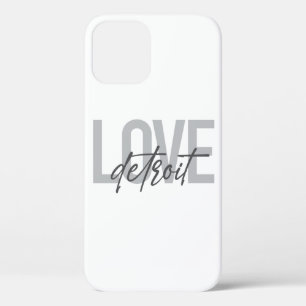 Modern, simple, cool, urban design Love Detroit iPhone 12 Case