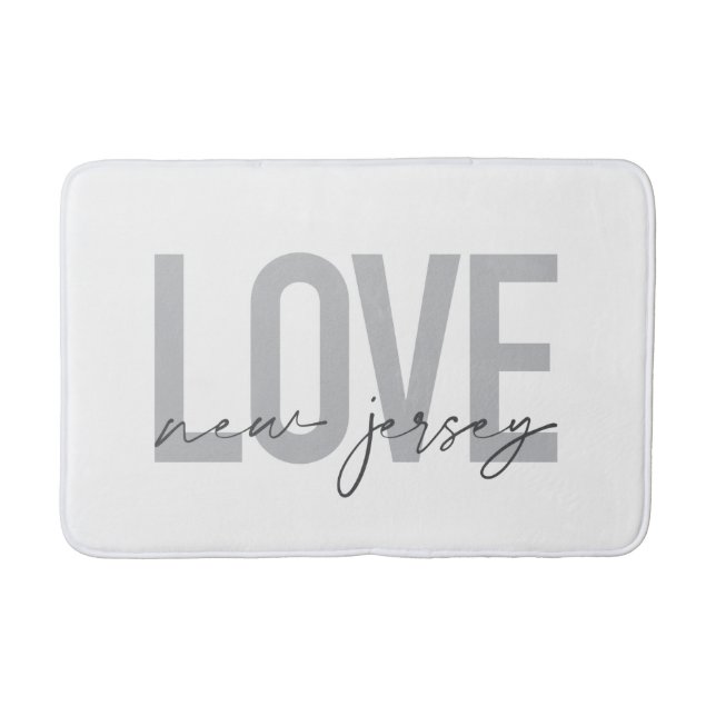 Modern, simple, cool, urban design Love New Jersey Bath Mat (Front)