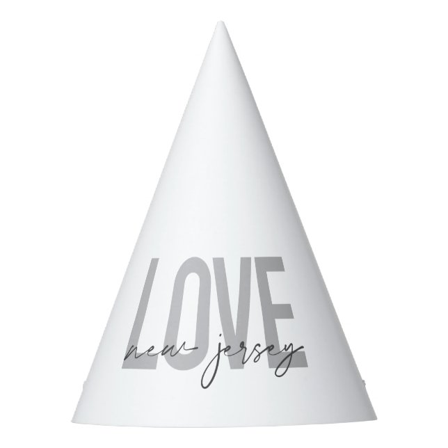 Modern, simple, cool, urban design Love New Jersey Party Hat (Front)