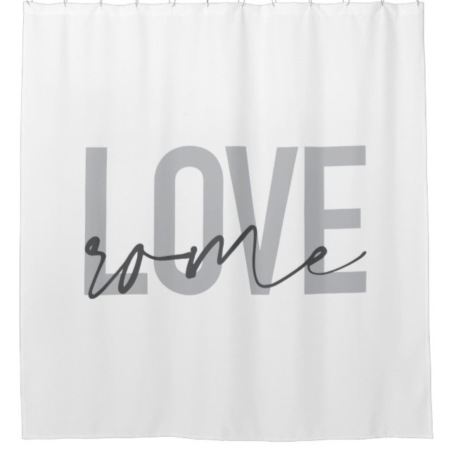 Modern, simple, cool, urban design Love Rome Shower Curtain (Front)