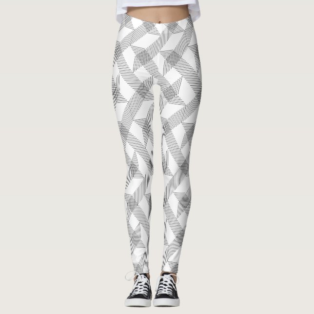 Modern, simple, cool, urban zigzag line pattern leggings (Front)