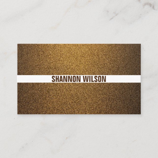Modern simple copper gold glitter white frame business card (Front)