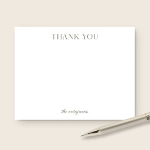 Modern Simple Couple Family Olive Green Thank You Card