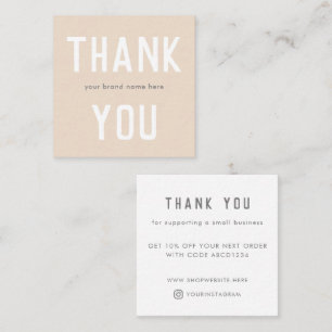 Modern Simple Cream Thank You Small Business  Discount Card