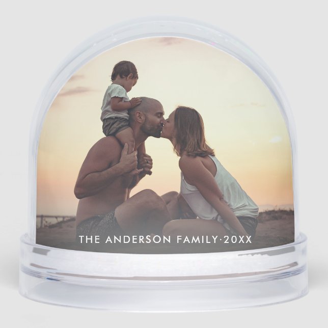 Modern Simple Create Your Own 2 Photo Keepsake Snowglobe (Front)