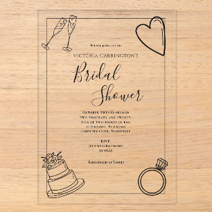Modern Simple Create Your Own Bridal Shower Acrylic Invitations