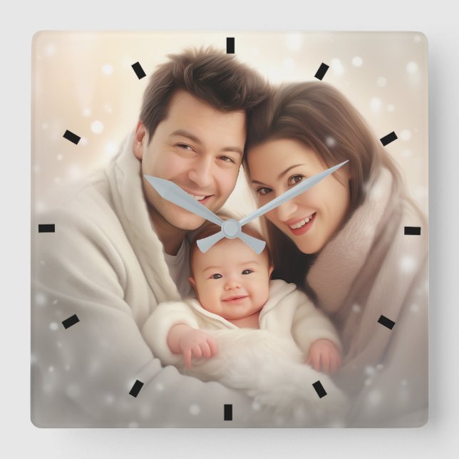 Modern simple Create Your Own Square Wall Clock (Front)