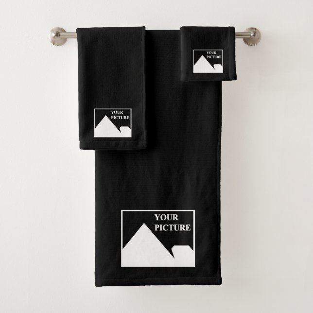 Modern Simple Create Your Own Wedding Picture Bath Towel Set (Insitu)