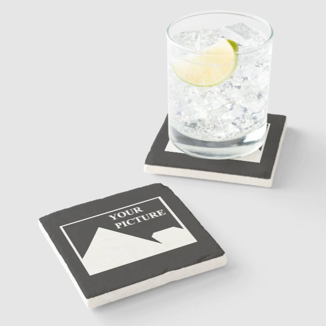 Modern Simple Create Your Own Wedding Picture Stone Coaster (Side)